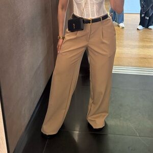 Women's Tan Wide-Leg Pants
